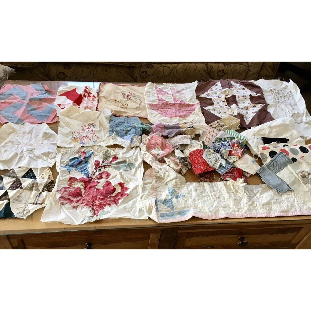 Quilt Block Salvage from old blankets & other blocks Vintage Find - Picture 12 of 12